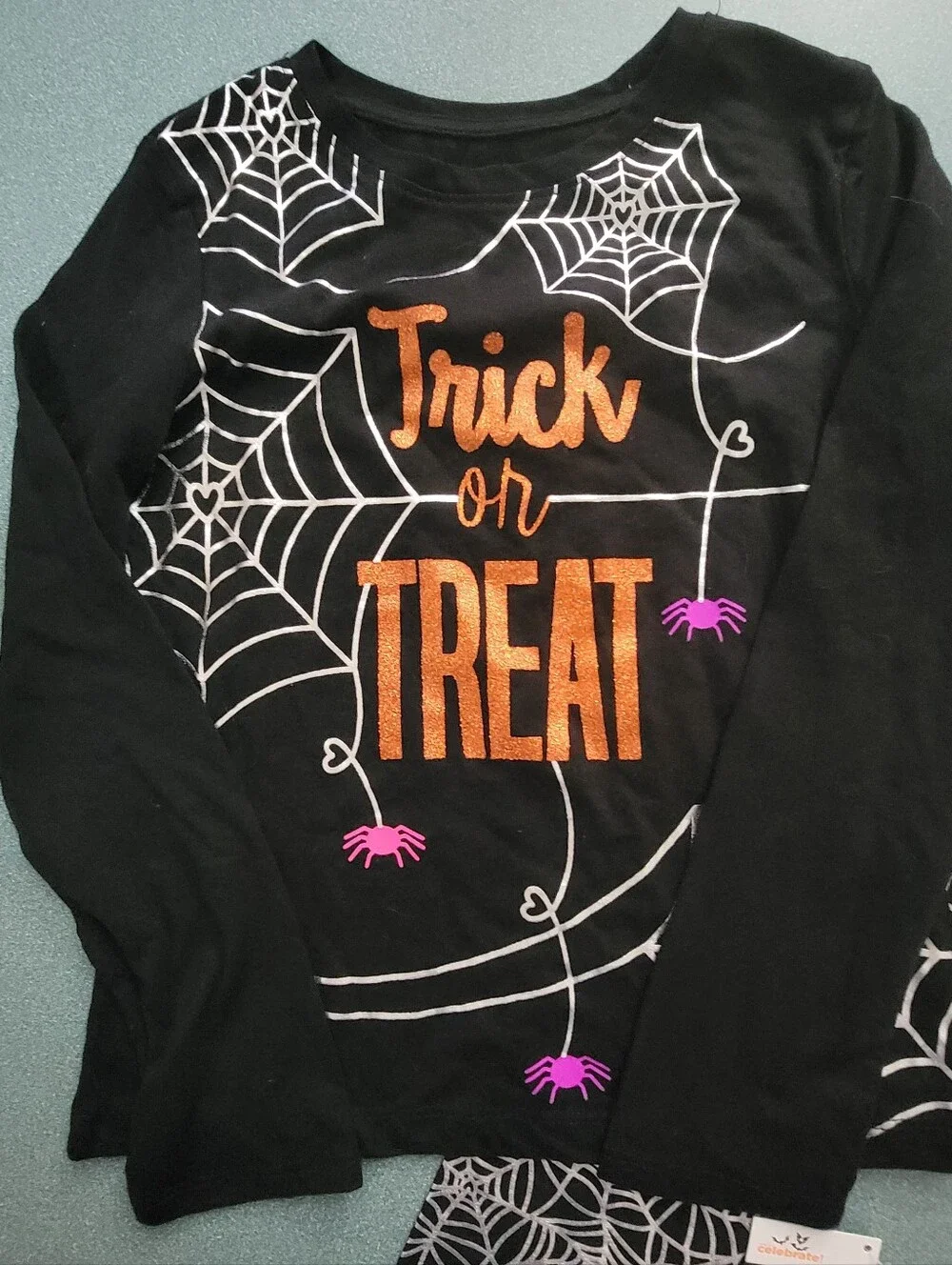 NWT Girls Halloween Trick or Treat Spiderweb Outfit Set Size 7-8